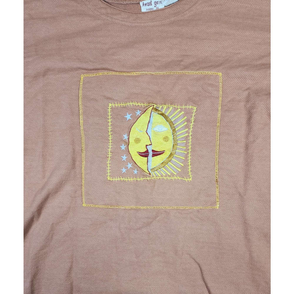 Avant Garde Designed by D.D.Y.C. Terracotta‎ Long Sleeve Moon/Sun Top Size XL - Picture 2 of 8